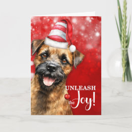 Cartão De Festividades Border Terrier Cachorro Liberta a Alegria Natal