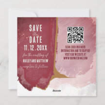 Borgonha e Rosa Dusty Aquarela Salvar a Data