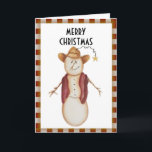 Cartão De Festividades Borrão de Arte Folhosa Bonita Snowman Natal<br><div class="desc">Arte original em acrílico no papel de Deborah Miller,  artista do Missouri</div>