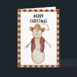 Cartão De Festividades Borrão de Arte Folhosa Bonita Snowman Natal<br><div class="desc">Arte original em acrílico no papel de Deborah Miller,  artista do Missouri</div>