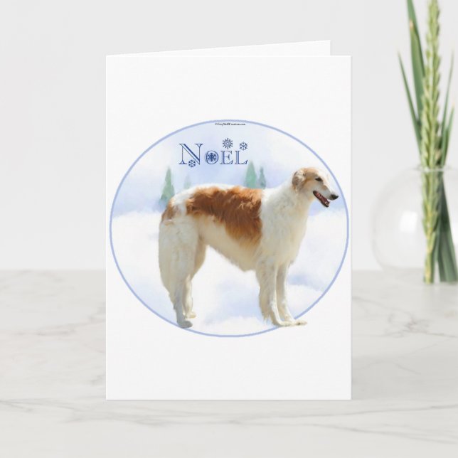 Cartão De Festividades Borzoi Noel (Frente)
