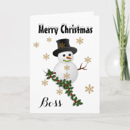 Cartão De Festividades Boss - Merry Christmas - Snowman/Holly