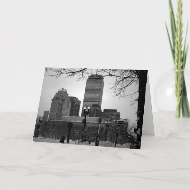 Cartão De Festividades Boston na Neve (Frente)