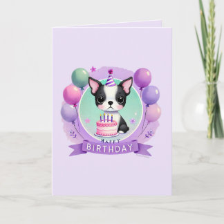 Cartão De Festividades Boston Terrier Birthday Card