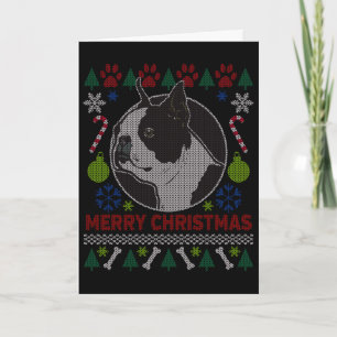 Cartão De Festividades Boston Terrier Dog Breve de Natal Feio