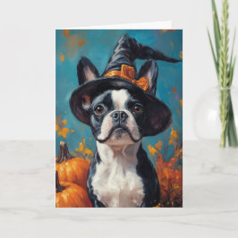 Cartão De Festividades Boston Terrier Halloween