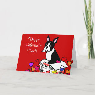 Cartão De Festividades Boston Terrier in the Box Cartoon