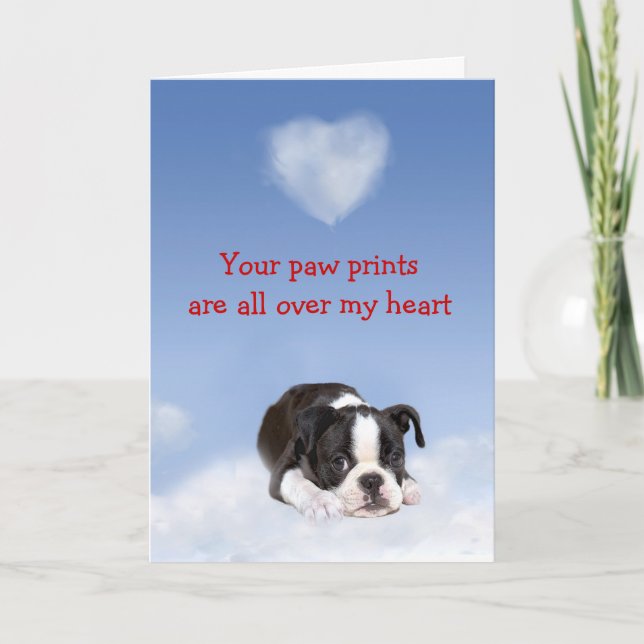 Cartão De Festividades Boston Terrier Puppy Love Card (Frente)