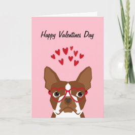 Cartão De Festividades Boston Terrier Red Valentines Love Card