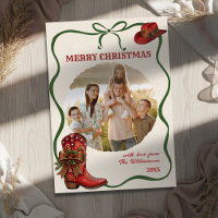 Bota de Cowboy Desenhada à Mão no Natal Ocidental
