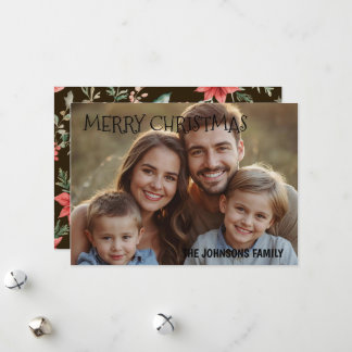 Cartão De Festividades Botânica de cor aquática de Natal 1