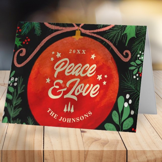 Cartão De Festividades Botânica de Ornamento de Bola Vermelha Moderna de  (Criador carregado)