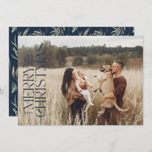 Cartão De Festividades Botânica natural mínima e elegante do marinho eleg