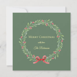 Cartão De Festividades Botanical Christmas Wreath Modern Script 