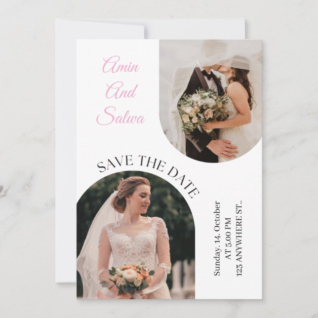 Cartão De Festividades Botanical Minimal Wedding Invite | Green Floral |  (Frente)