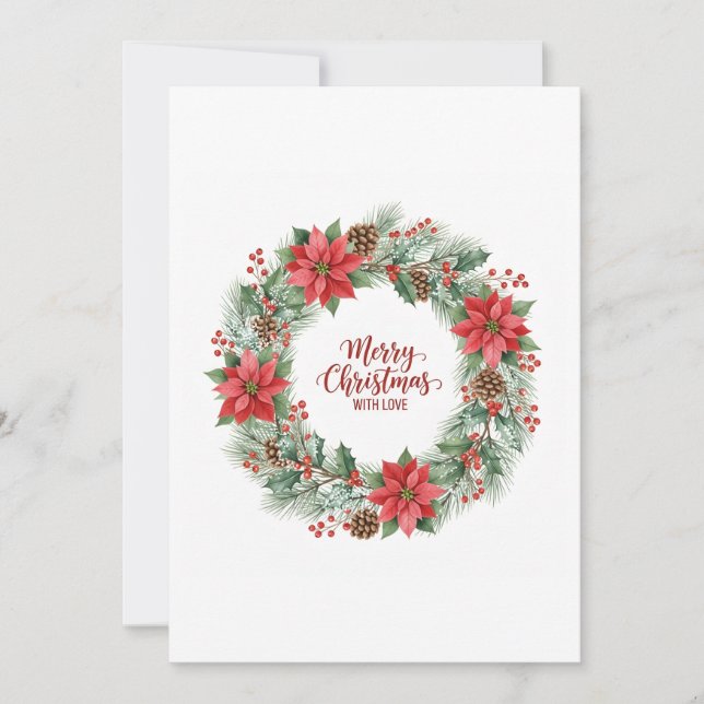 Cartão De Festividades Botanical Watercolor Christmas Wreath Card (Frente)