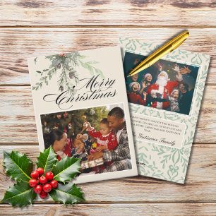 Cartão De Festividades Botânicos de Inverno Festa de Natal Feliz Natal