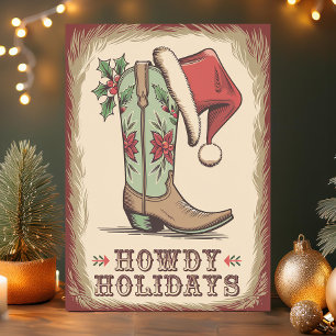 Cartão De Festividades Botas Western Howdy Feriados Cowboy Natal