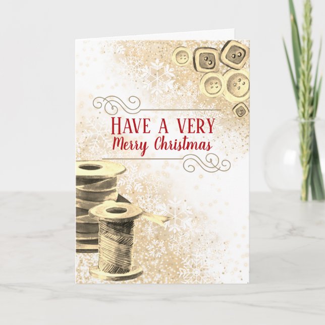 Cartão De Festividades Botões de encadeamento de costureira para dons cas (Frente)