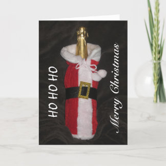 Cartão De Festividades Bottle Of Wine In Santa Suit Merry Christmas Card