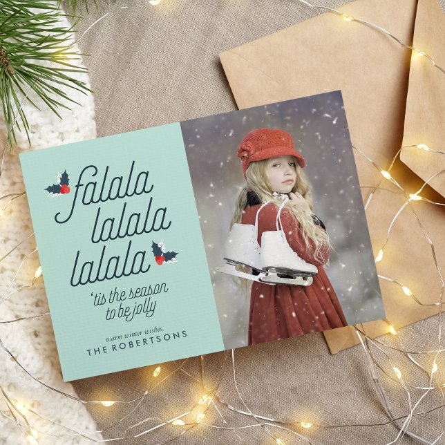 Cartão De Festividades Boughes da Holly Christmas Photo (Criador carregado)