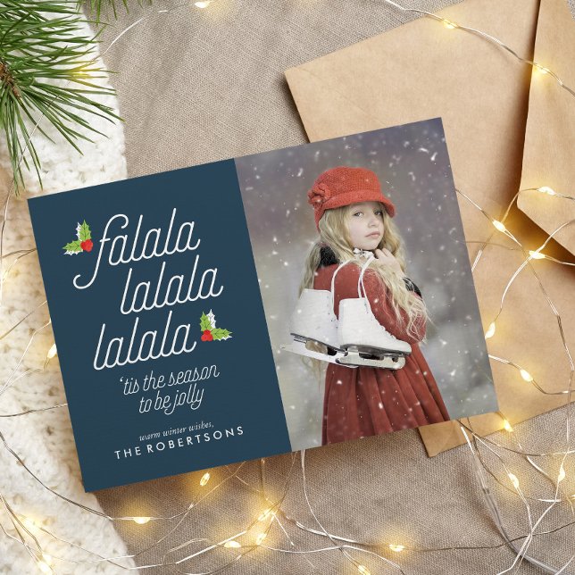 Cartão De Festividades Boughes da Holly Christmas Photo (Criador carregado)