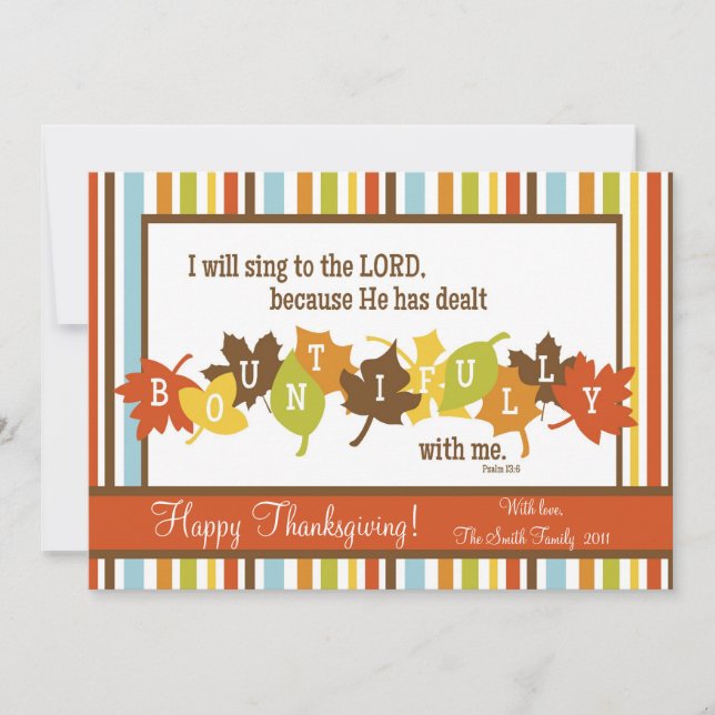 Cartão De Festividades BOUNTIFUL Scripture Thanksgiving Card-Customize It (Frente)