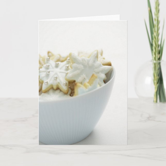 Cartão De Festividades Bowl of Christmas Cookies Cards and Stickers (Frente)