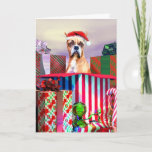 Cartão De Festividades Boxer Christmas Surpresa<br><div class="desc">uma surpresa de Férias com este lutador vestindo um chapéu de Papai Noel saindo de uma enorme caixa de presentes.</div>