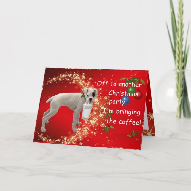 Cartão De Festividades Boxer com café de Natal (Frente)