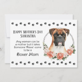 Cartão De Festividades Boxer Dog Mãe Florals Dia de as mães Verso