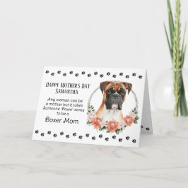Cartão De Festividades Boxer Dog Mãe Florals Dia de as mães Verso