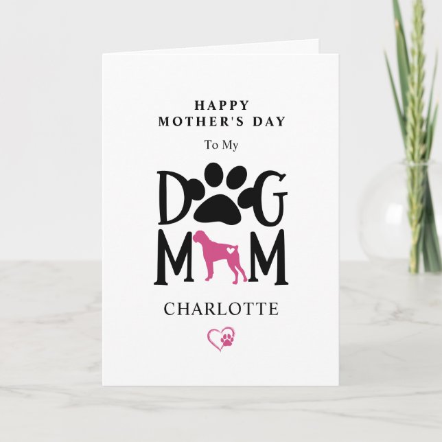 Cartão De Festividades Boxer Dog Mãe Monograma Dia de as mães (Frente)