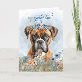 Cartão De Festividades Boxer Dog Wildflowers Mother's Day