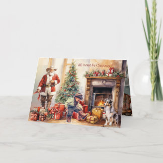 Cartão De Festividades Boy Cowboy Boots for Christmas Christmas Card