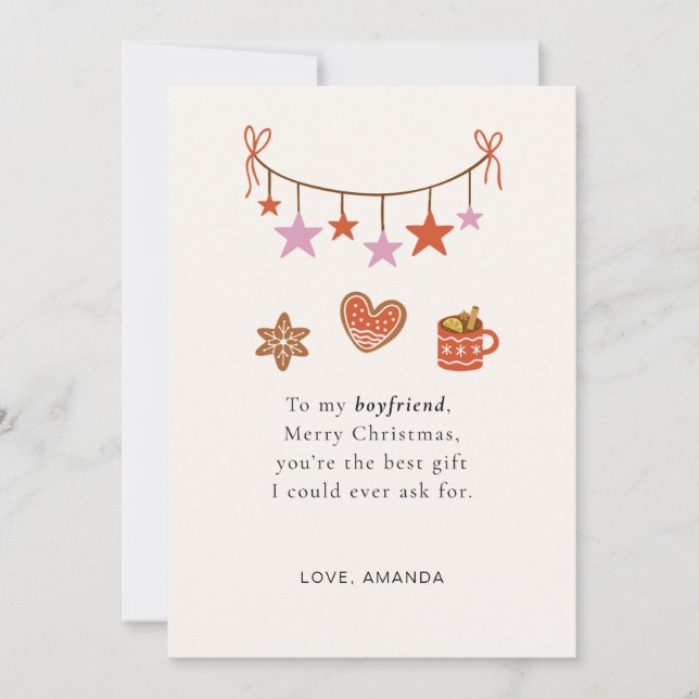Cartão De Festividades Boyfriend Christmas Card Cute Personalized (Frente)