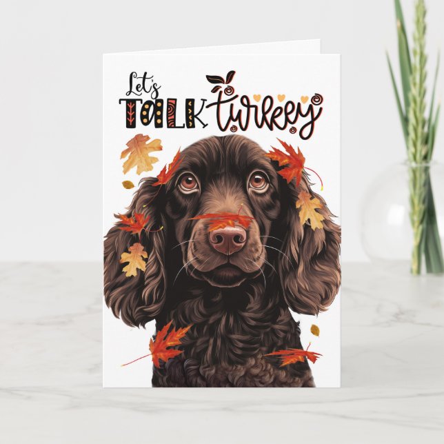 Cartão De Festividades Boykin Spaniel Dog de Ação de Graças Vamos Falar C (Frente)