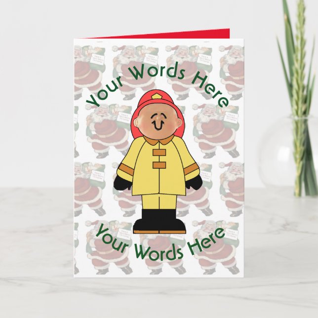 Cartão De Festividades Branca de Brinquedos, Bombeiro Personalizado, Nata (Frente)