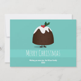 Cartão De Festividades Branca de Teal Ilustrada Sorrindo de Natal