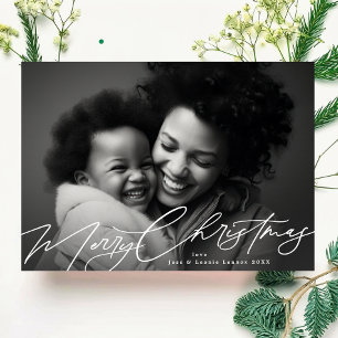 Cartão De Festividades Branco Feliz Natal Elegante Esplendor Foto