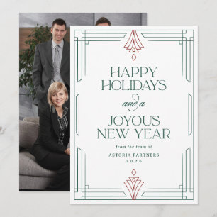 Cartão De Festividades Branco Moderno Deco Elegante Feliz Natal Corporati