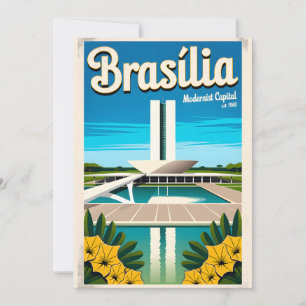 Cartão De Festividades Brasília Brasil Modernista Capital Retro Vintage