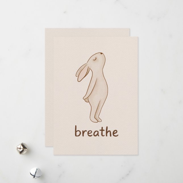 Cartão De Festividades Breathe Bunny Minimalist Encouragement Card (Frente/Verso In Situ)