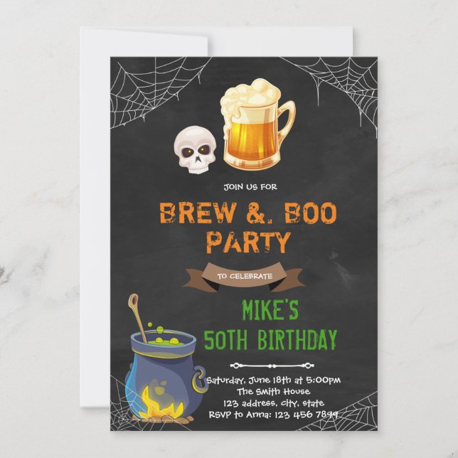 Cartão De Festividades Brew and boo halloween invitation (Frente)