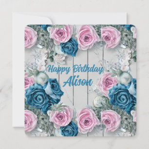 Cartão De Festividades Brick Shabby Nautica Branco majestoso rosa pálido