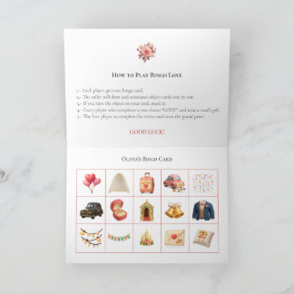 Cartão De Festividades Bridal Shower Bingo Game Board13. Fun Party