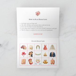 Cartão De Festividades Bridal Shower Bingo Game Board16. Fun Party