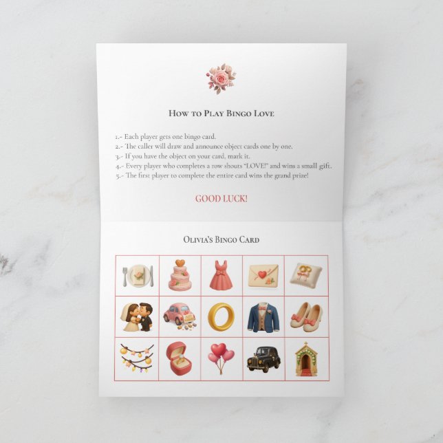 Cartão De Festividades Bridal Shower Bingo Game Board7. Fun Party (Interior)