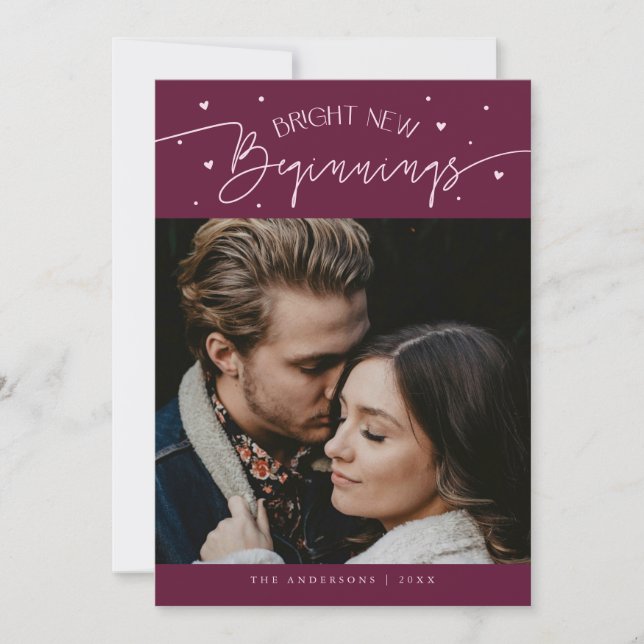 Cartão De Festividades Bright Beginnings New Year Cranberry Photo  (Frente)