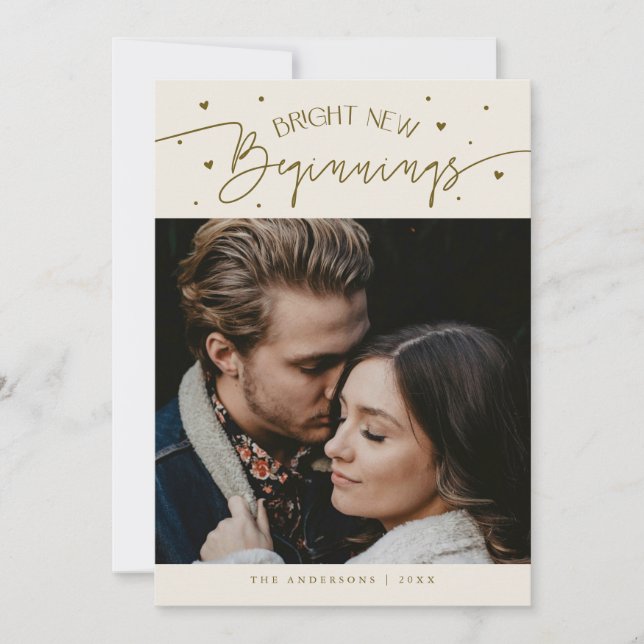Cartão De Festividades Bright Beginnings New Year Cream Photo  (Frente)